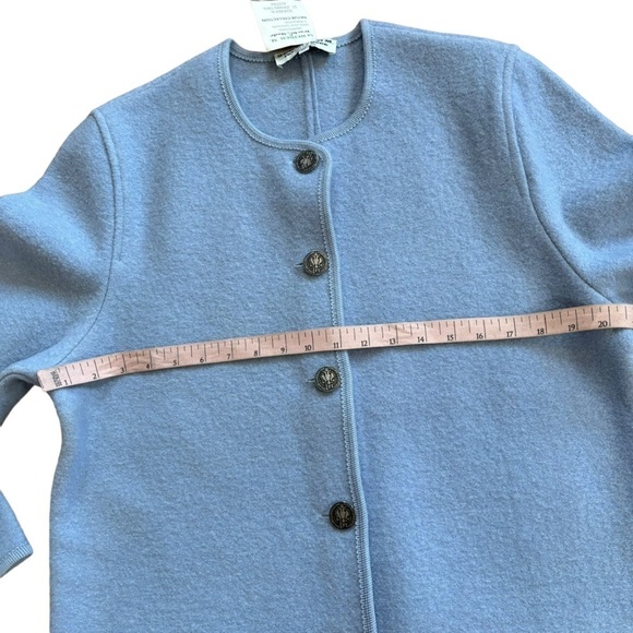 Scheiber M. 100% Wool Light Blue Vintage Smoking Jacket Crest Buttons Women’s M - Picture 16 of 16